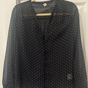 Old Navy Black Blouse with White Dots